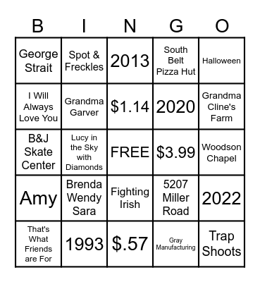 HAPPY 50TH AMY! Bingo Card