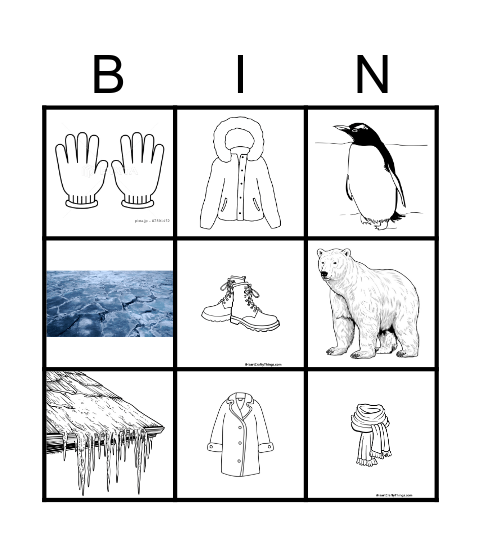 Winter words Bingo Card