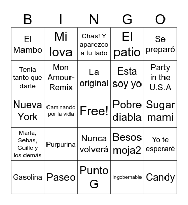 BINGO MUSICAL CJAS Bingo Card