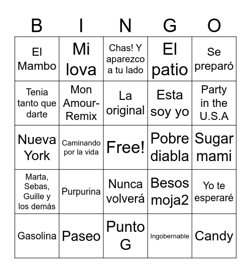 BINGO MUSICAL CJAS Bingo Card