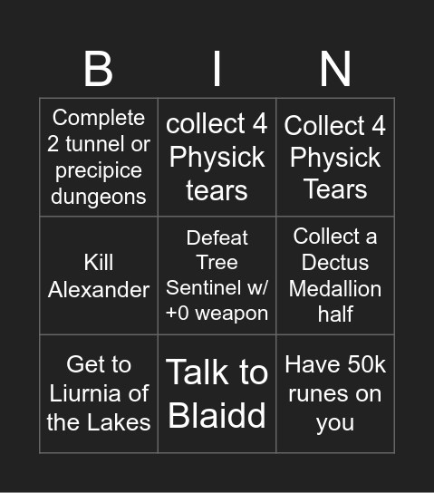 Elden Ring Bingo! (Easy) Bingo Card