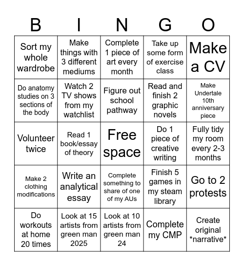 2025 bingo Card