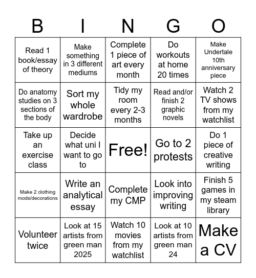 2025 Bingo Card