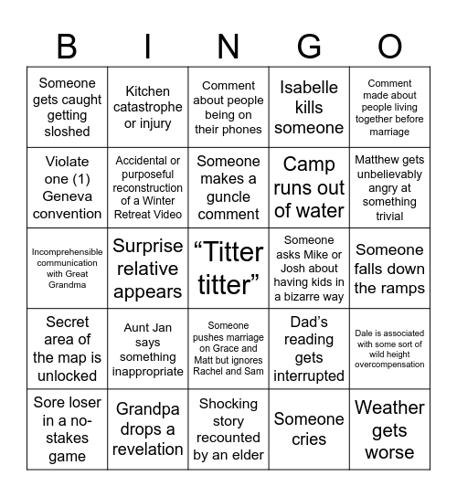 Edmundpalooza Bingo Card