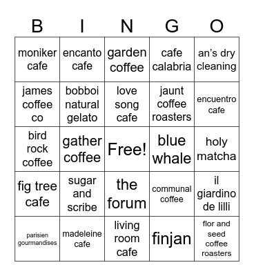 sd cafe crawl Bingo Card