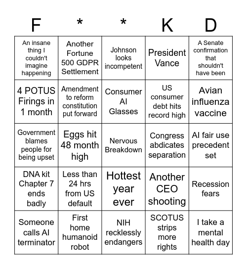 2025 Bingo Card