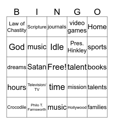 Turn Off the TV and Get A Life! Bingo Card