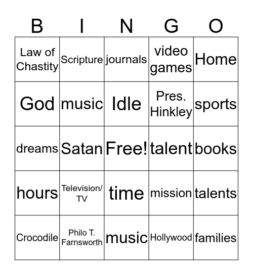 Turn Off the TV and Get A Life! Bingo Card