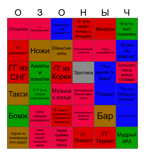 Аудиокниги Озона Bingo Card