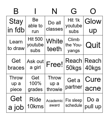 New Years Bingo Resolutions Bingo Card