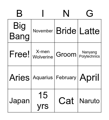 Arkar & Khine Bingo Card