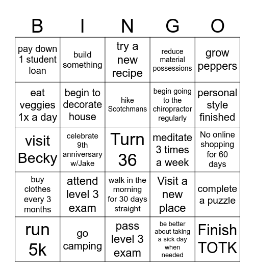 2025 Bingo Card