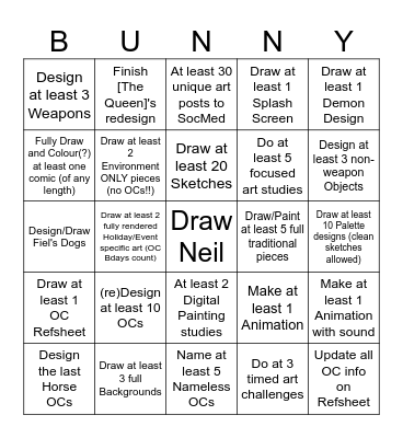 2025 Art Bingo Card