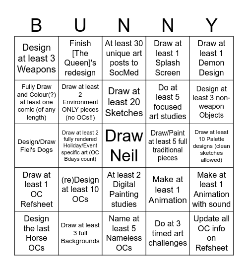 2025 Art Bingo Card