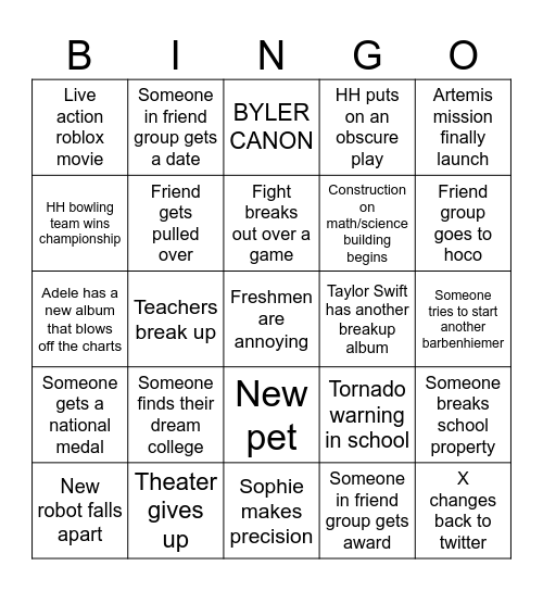 2025 Bingo Card