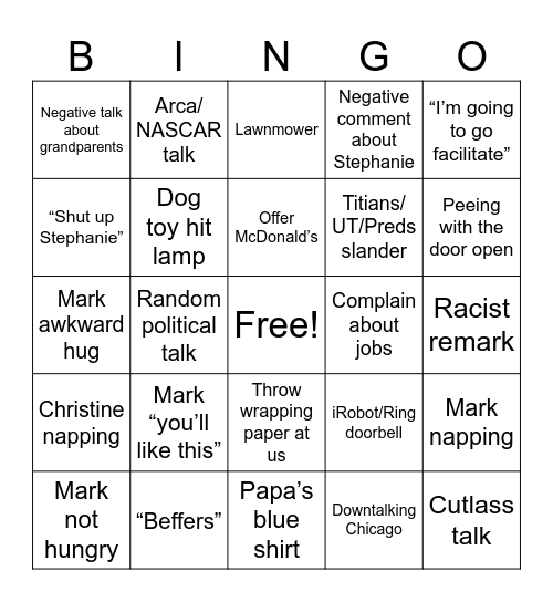 Kristl house Bingo Card