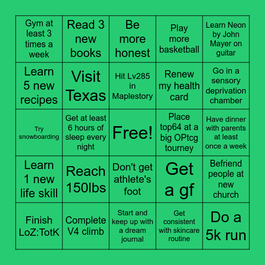 Luke's 2025 Bingo Board Bingo Card