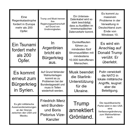 Papa's Bingo 2025 Bingo Card