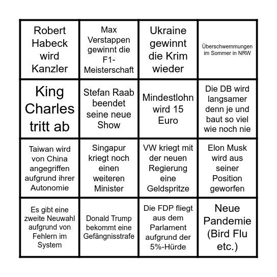 Simon's Bingo 2025 Bingo Card