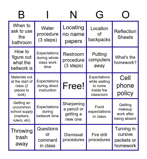 Ms. Campbell's Writing Class Bingo Card