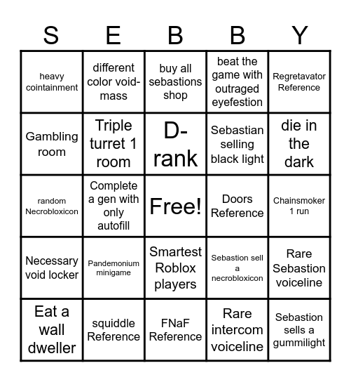 Pressure Bingo Card