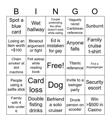 Cruise Bingo Card