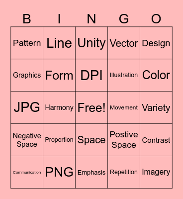 Principles of Design Bingo Card