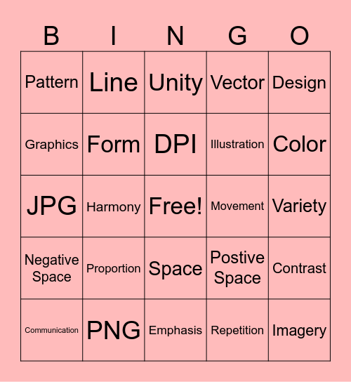 Principles of Design Bingo Card