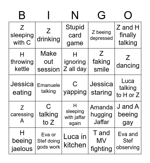 GF Bingo Card