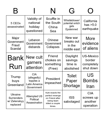 2025 Doom Bingo Card Bingo Card