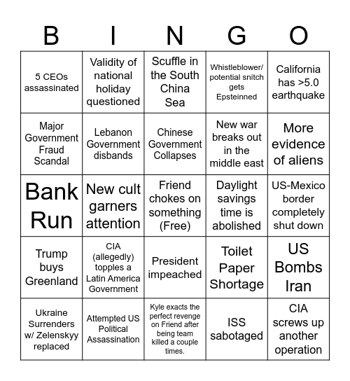 2025 Doom Bingo Card Bingo Card