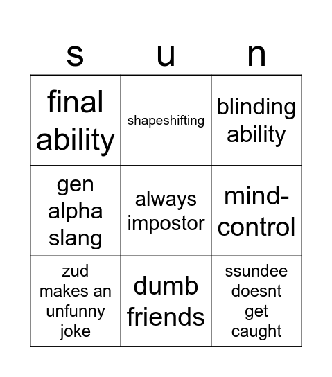 ssundee idk Bingo Card