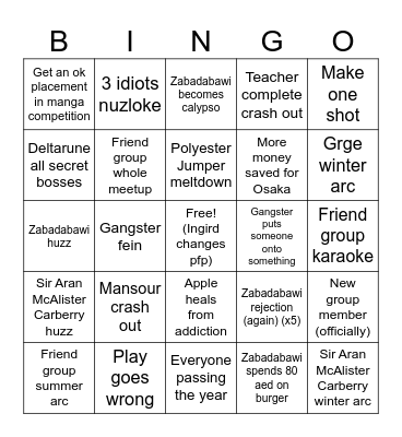 New years bingo Card