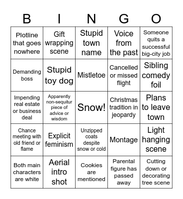 Christmas Movie Bingo Card