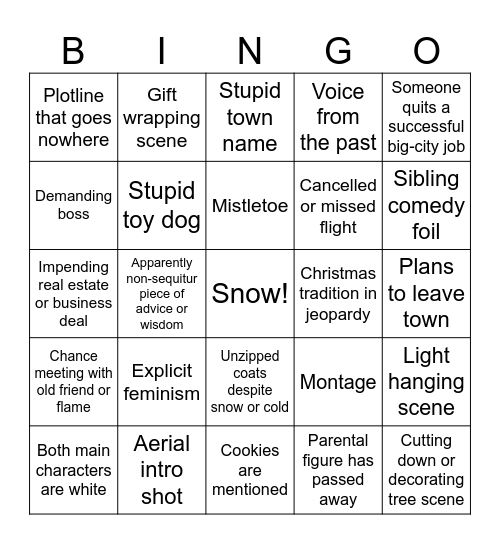 Christmas Movie Bingo Card