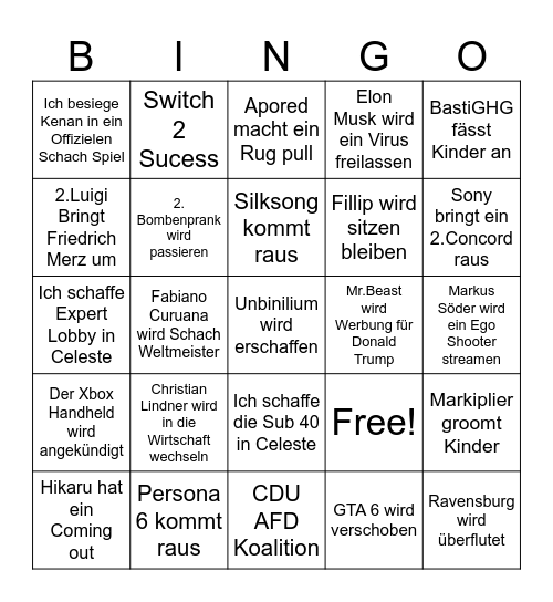 2025 Bingo Card