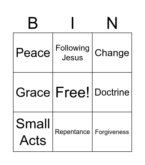 Faith and Repentance Bingo Card