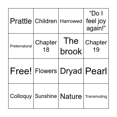 Scarlet letter chapter 18 & 19 Bingo Card