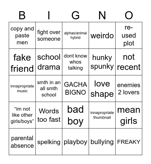 GLMM Bingo Card