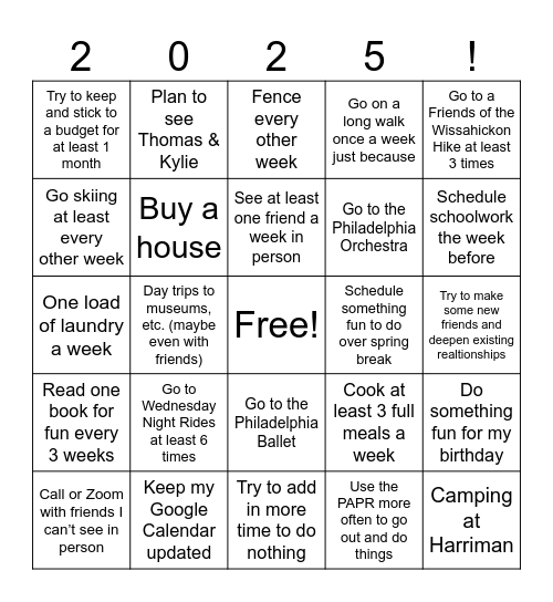 Cooper’s Bingo Card for Bingo Card