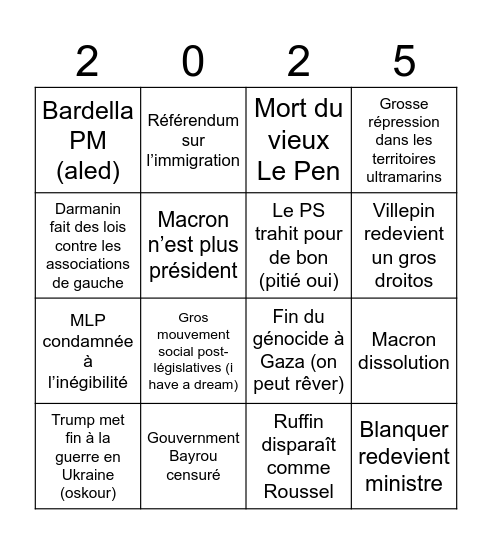 Bingo politique Bingo Card