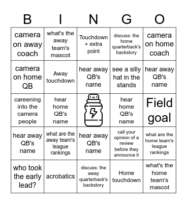 Watching Football - 1st Quarter Bingo Card