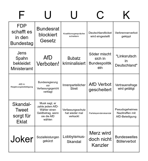 Politbingo25 Bingo Card