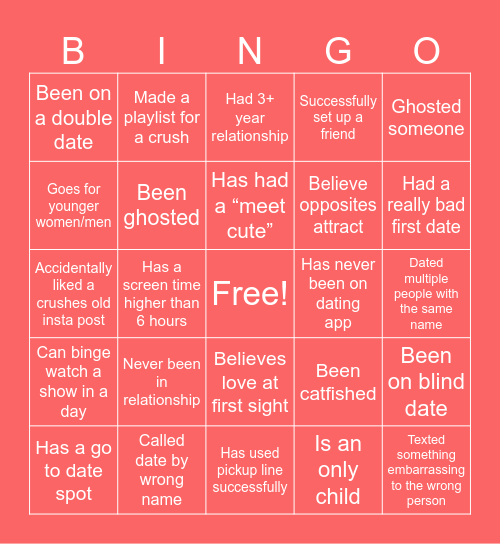 Sul Sweethearts Bingo Card