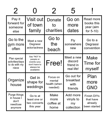 GOALS! Bingo Card