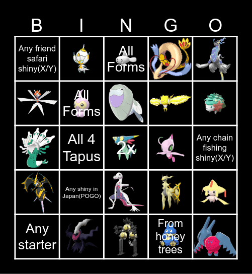 2025 Shiny Bingo Card