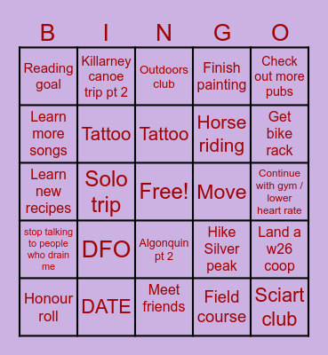 Abigail’s 2025 Bingo Card