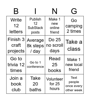 2025 Bingo Card