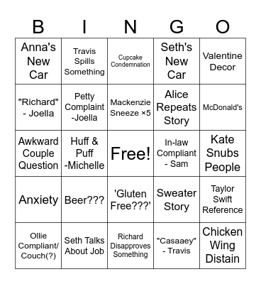 Anniversary Party Bingo Card