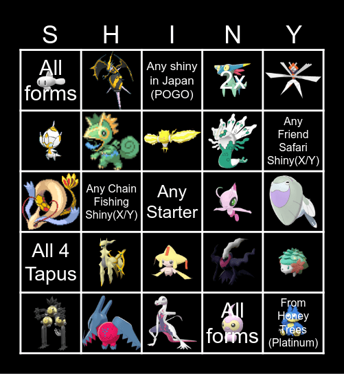 2025 Shiny Bingo Card